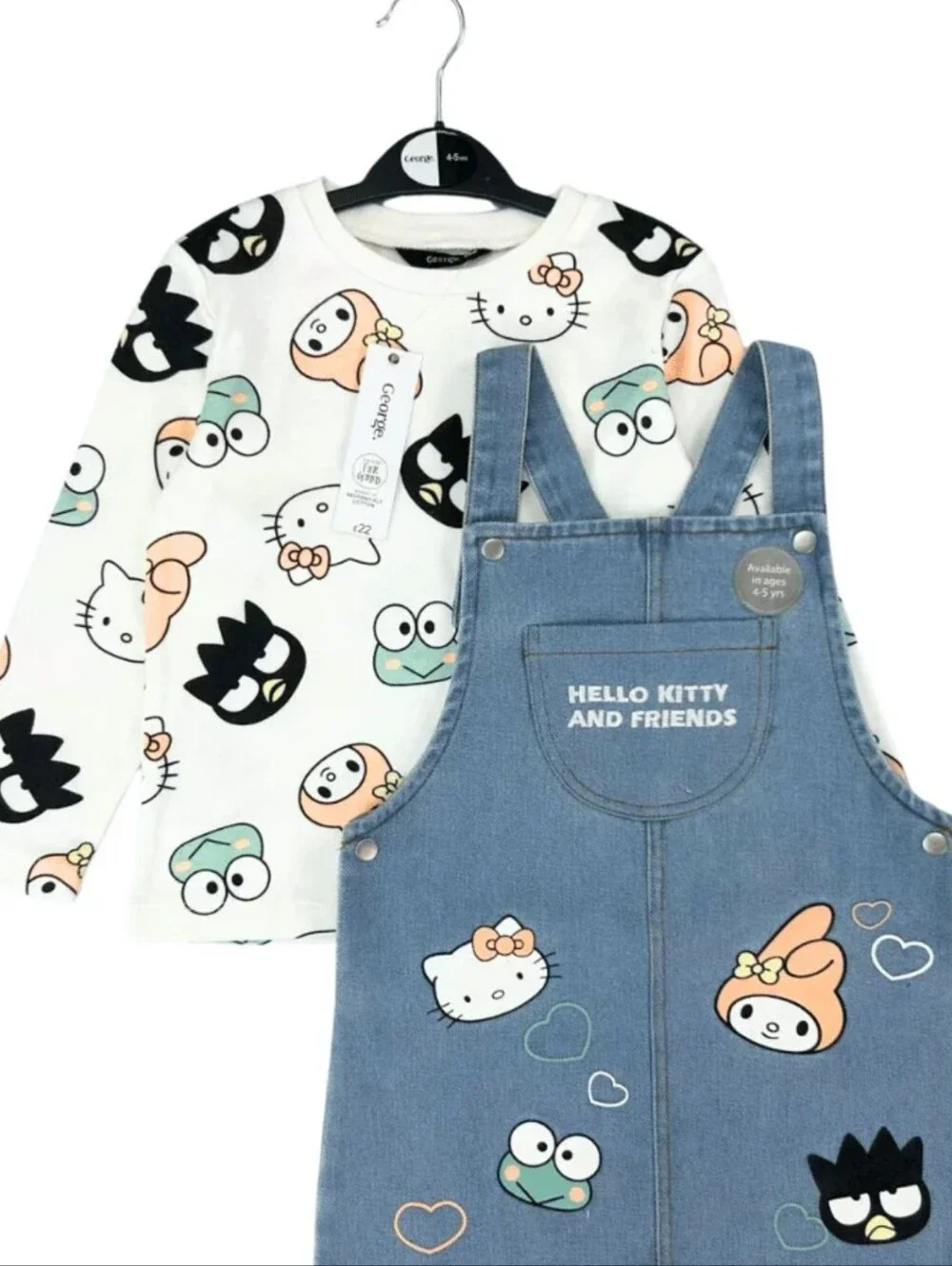 Hello Kitty 2 piece overall dress set size 6-7yr like new